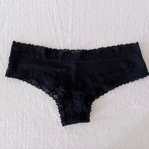 PINK Victoria's Secret Cheekster Tanga Black Cotton Panty, L